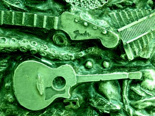 Green Guitars Background
