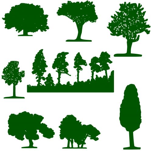Green Trees Silhouettes