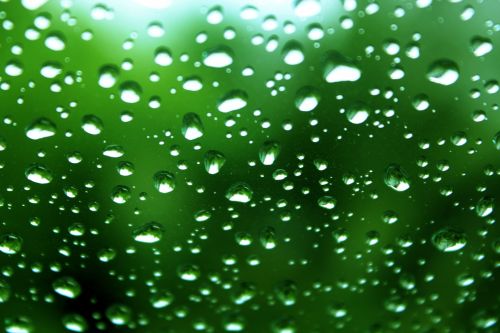 Green Water Drops Background