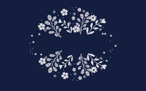 greeting card flowers pattern blue