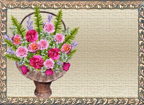 greeting card basket roses