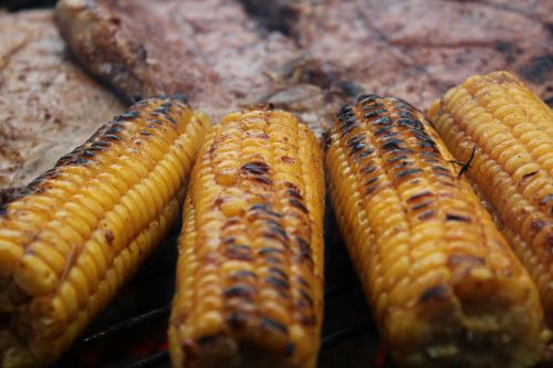 grilling meat corn