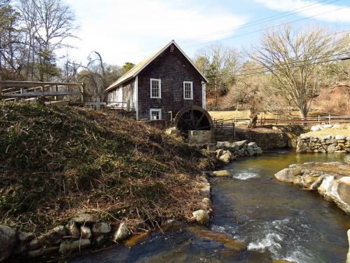 grist mill water wheel countryside