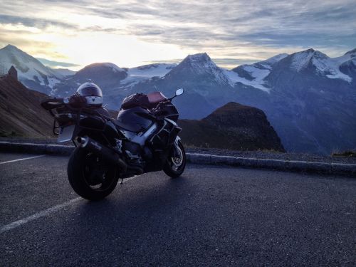 grossglockner motorcycle sunset