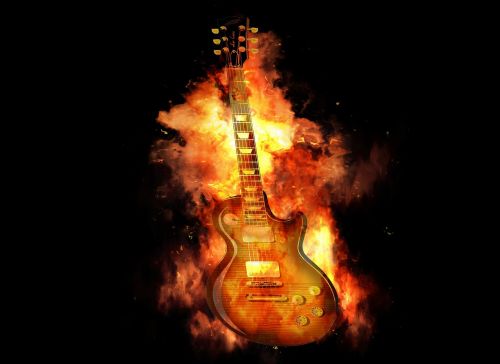 guitar fire flame