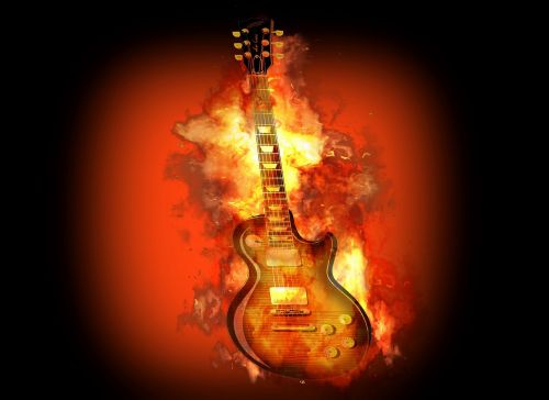 guitar fire flame