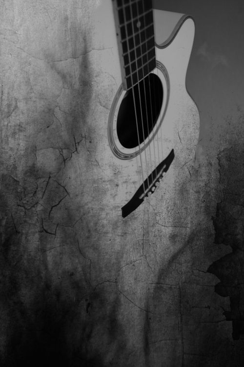 guitar surreal black white