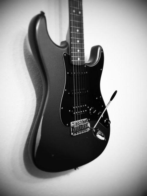 guitar electric guitar black white