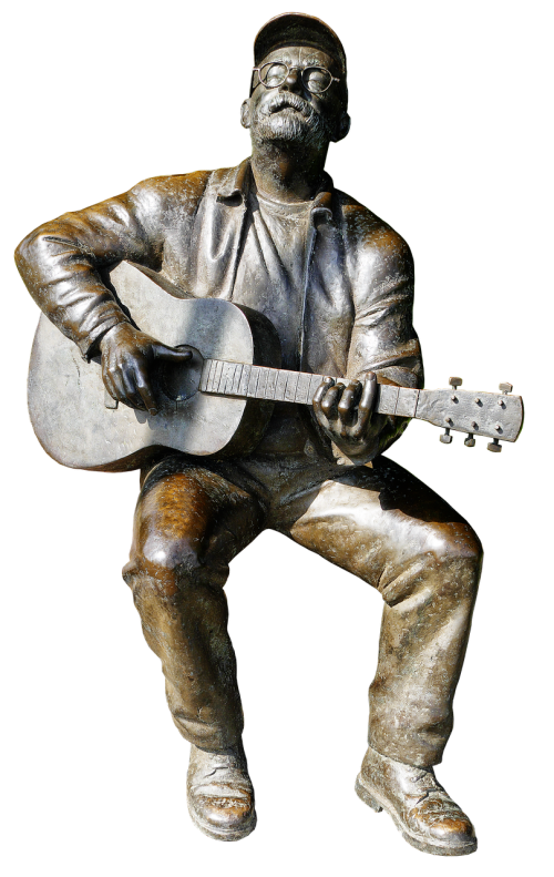 guitarist bronze statue sitting