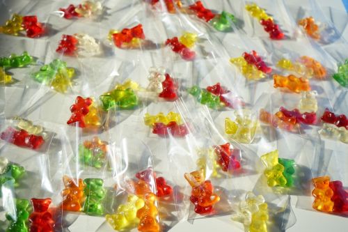 gummi bears packed sachets