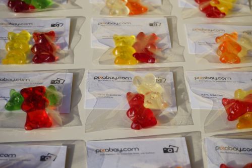 gummi bears business cards packed