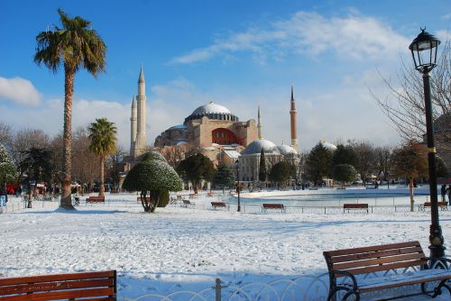 hagia sophia sultanahmet snow