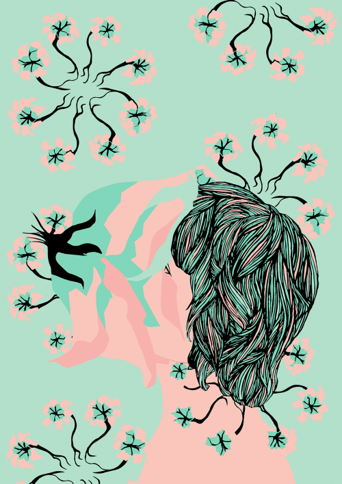 hair flowers mint