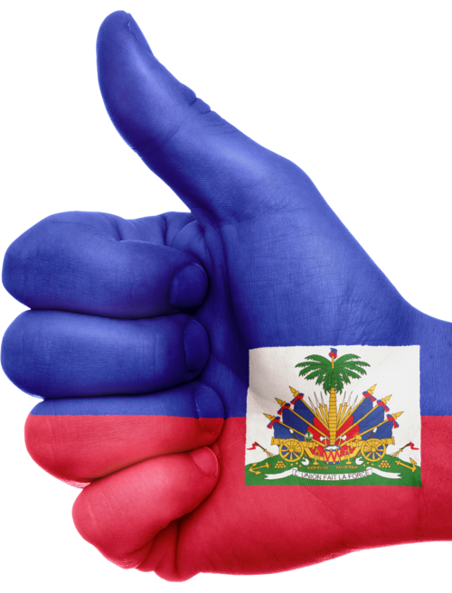 haiti flag hand
