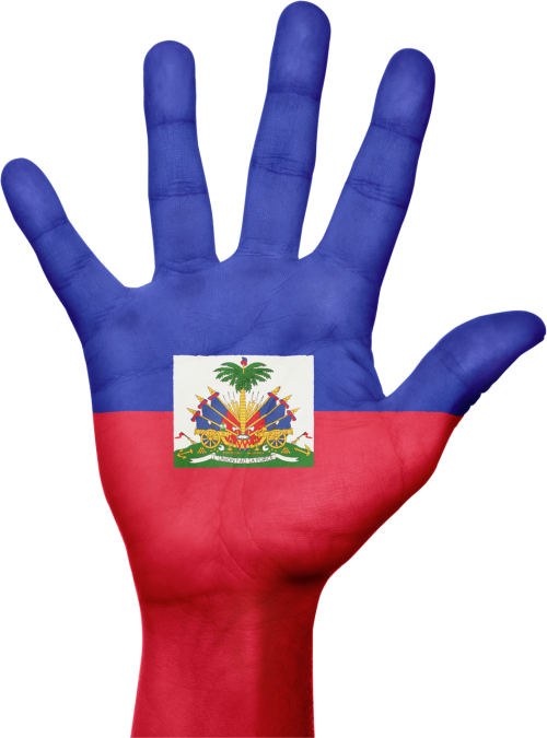haiti flag hand