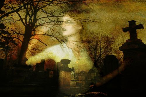 halloween ghost cemetery