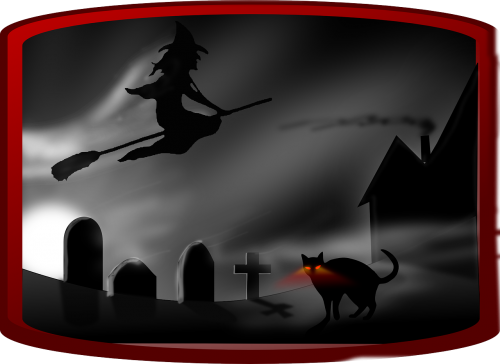 halloween graveyard witch