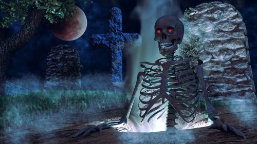 halloween skeleton cemetery