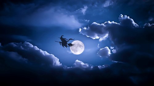 halloween  witch  full moon