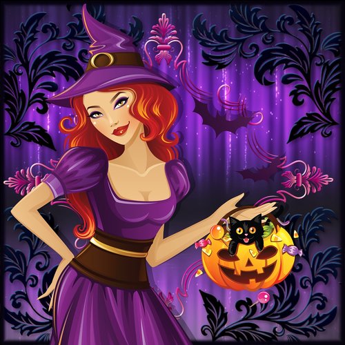 halloween  witch  damask