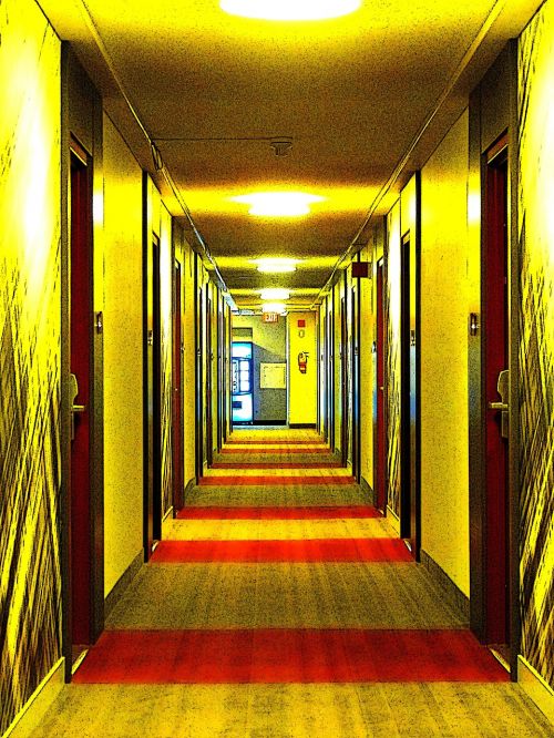 hallway lightened hotel