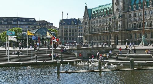 hamburg town hall square alster terraces