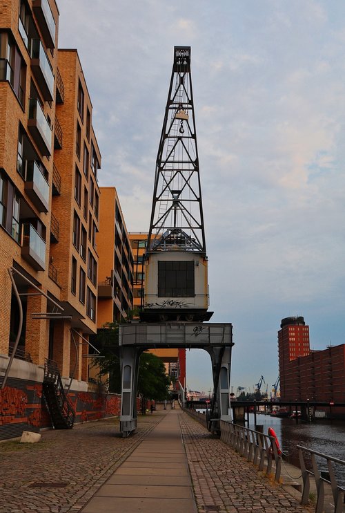 hamburg  harbour city  crane