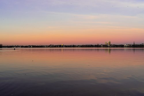 hamburg  sunset  water