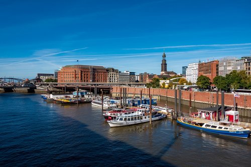 hamburg  blue sky  architecture