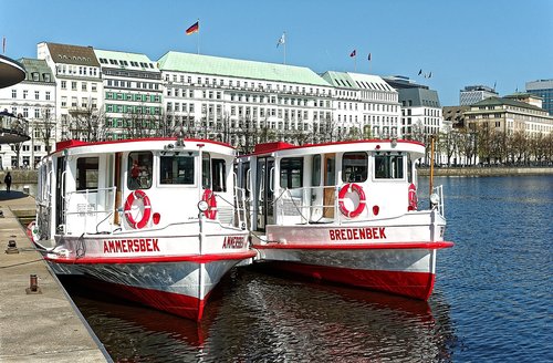 hamburg alster lake  white fleet  four seasons