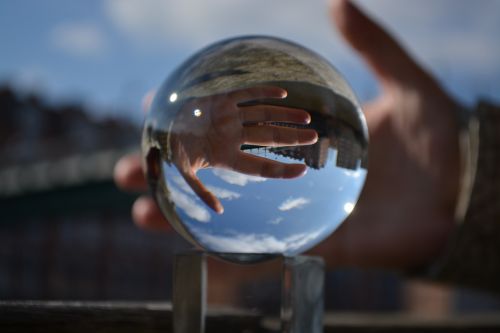 hand glass ball mirrored