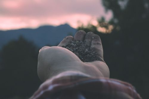 hand mountains nature