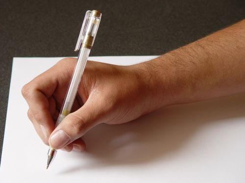hand writing paper