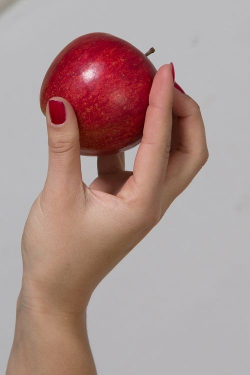 hand apple red