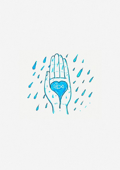 hand  heart  rain