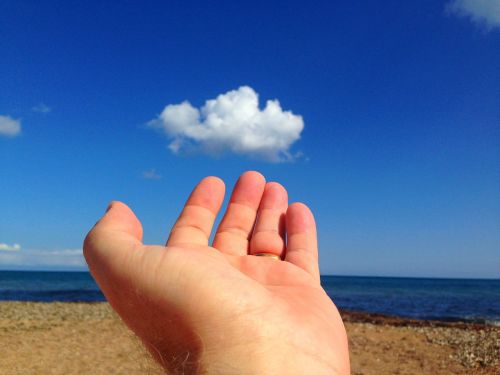 hand sky cloud