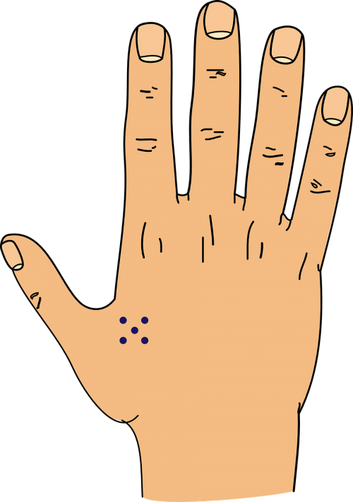 hand tattoo dots