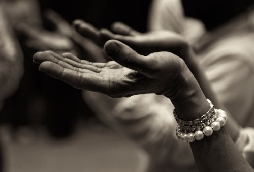 hand buddhist prayer beads religion
