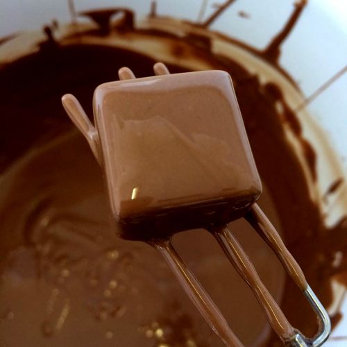 hand dipping chocolates fork dipping