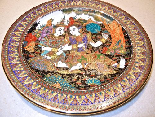 hand painted thailand plate