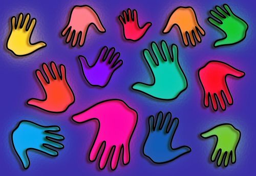 hands hand prints colours