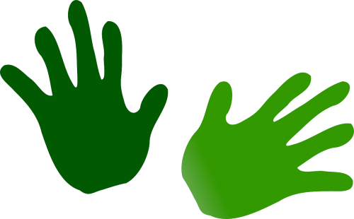 hands fingers green