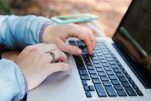 hands laptop computer