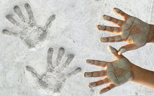 hands handprint dirty