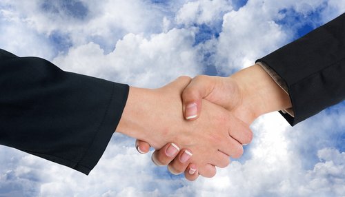 handshake  shaking hands  clouds