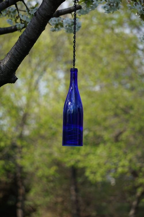 hanging bottle lantern cobalt blue