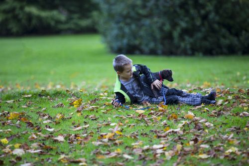 Happy Boy An Autumn Leaves