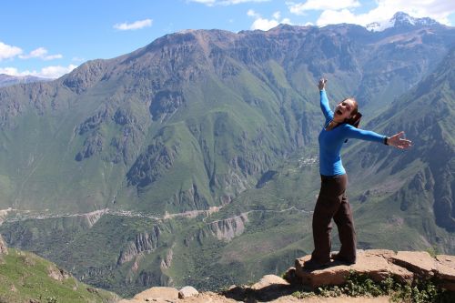 happy woman adventure hiking