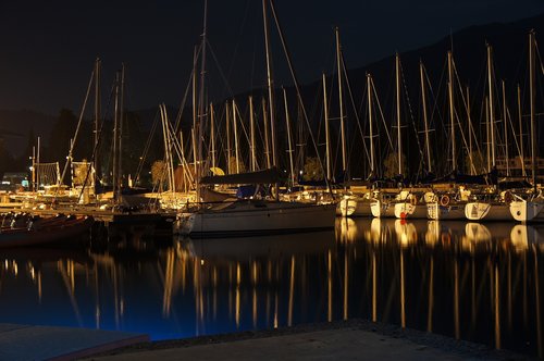 harbor  night  sailboat
