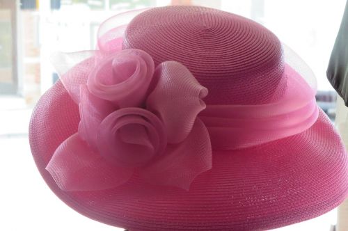 hat pink hat flower ribbon